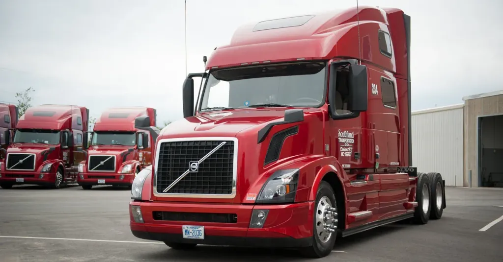 Late Model Volvo Tractor in Maroon or Claret for OTR Company Driver